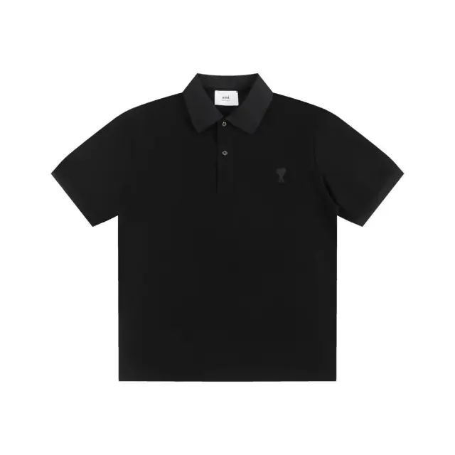 AMI Paris Ami de Coeur Polo Shirt Black