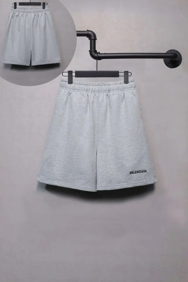 Balenciaga Logo Sweat Shorts Heather Grey