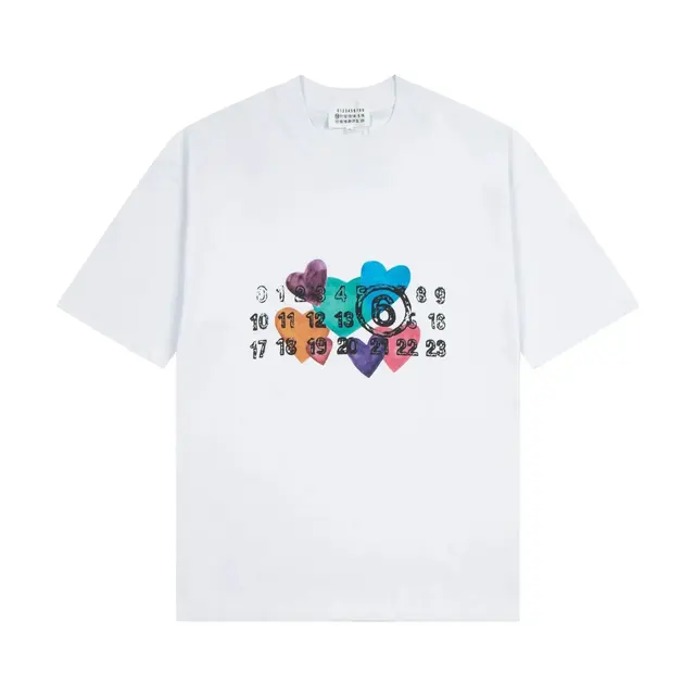 MM6 Maison Margiela Hearts Numeric Print T-Shirt White