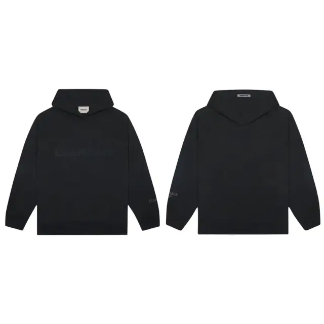 Fear of God Essentials 3D Silicon Applique Pullover Hoodie Black