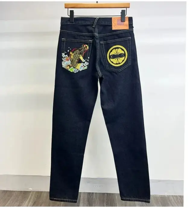 EVISU Jeans Dark Blue Koi Carp Embroidery
