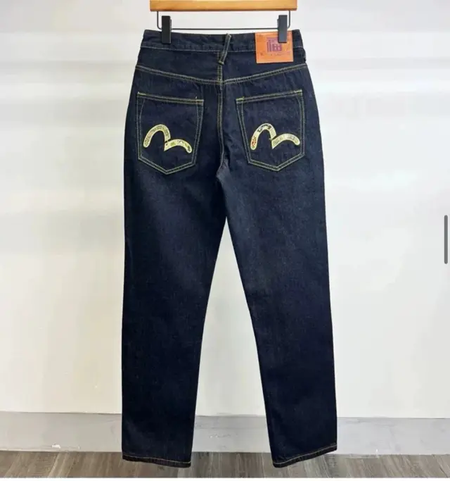 EVISU Jeans Dark Blue Floral Seagull Embroidery