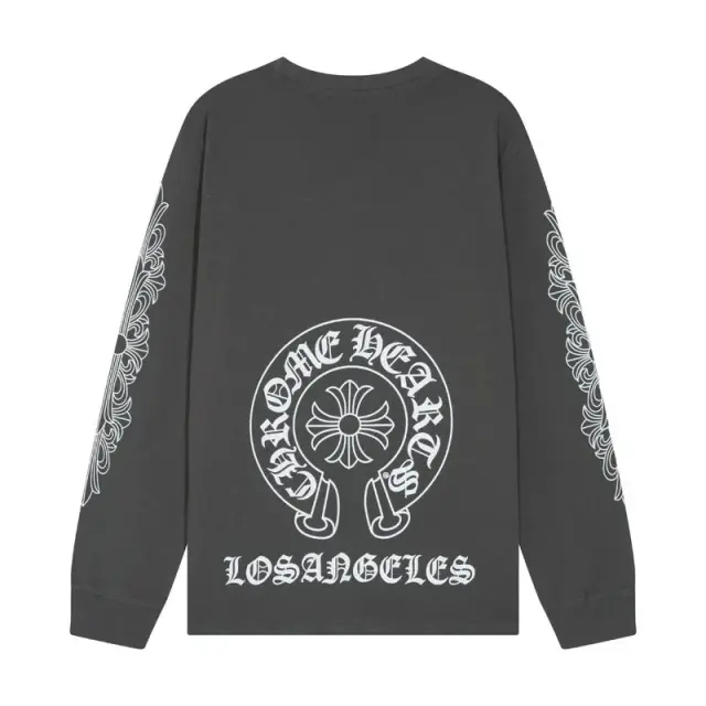 Chrome Hearts Los Angeles Horseshoe Long Sleeve T-Shirt Grey