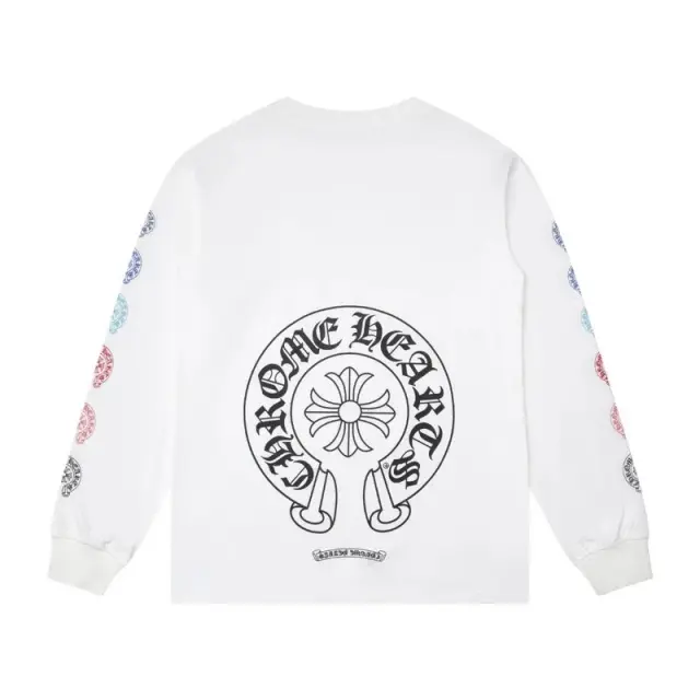 Chrome Hearts Multicolor Cross Horseshoe Long Sleeve T-Shirt White