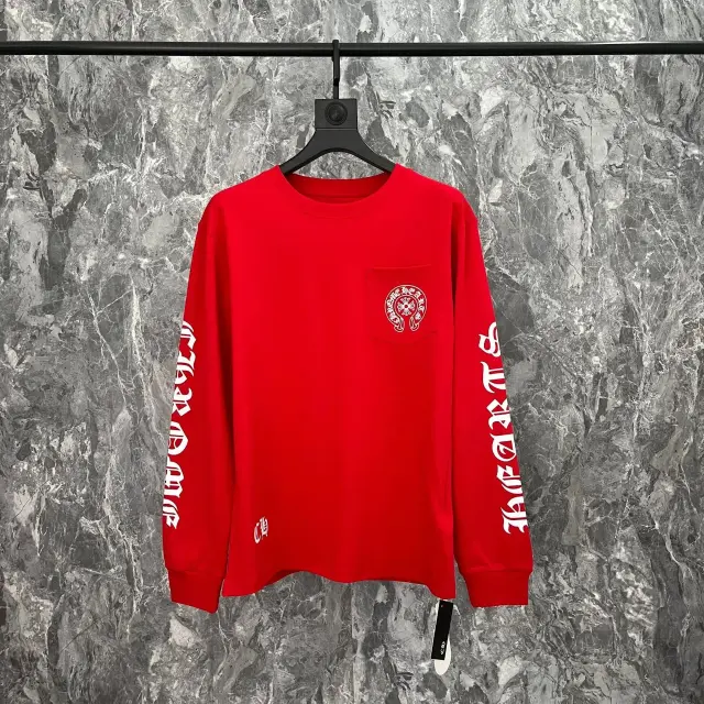 Chrome Hearts Horseshoe Long Sleeve T-Shirt Red