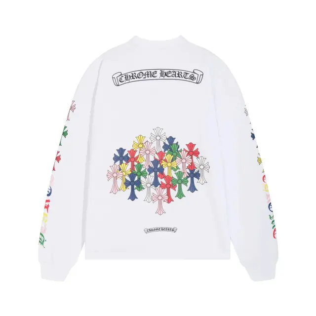 Chrome Hearts Multi Cross Cemetery Long Sleeve T-Shirt White