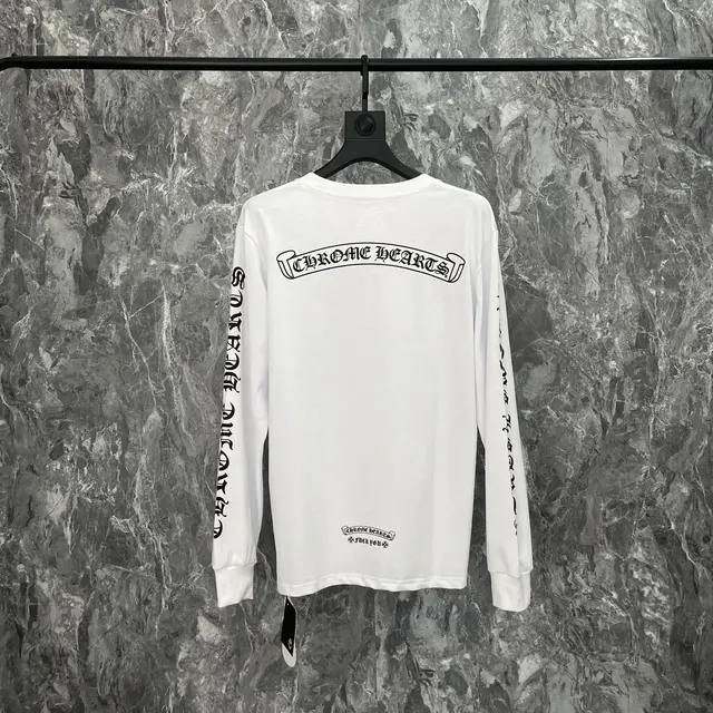 Chrome Hearts Scroll Logo Long Sleeve T-Shirt White