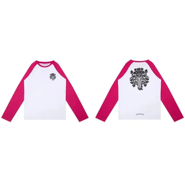 Chrome Hearts Dagger Raglan Long Sleeve T-Shirt White Pink