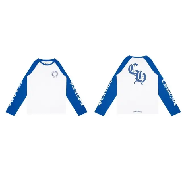 Chrome Hearts CH Raglan Long Sleeve T-Shirt White Blue