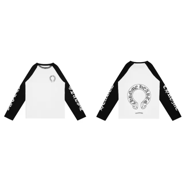 Chrome Hearts Horseshoe Raglan Long-Sleeve T-Shirt White/Black