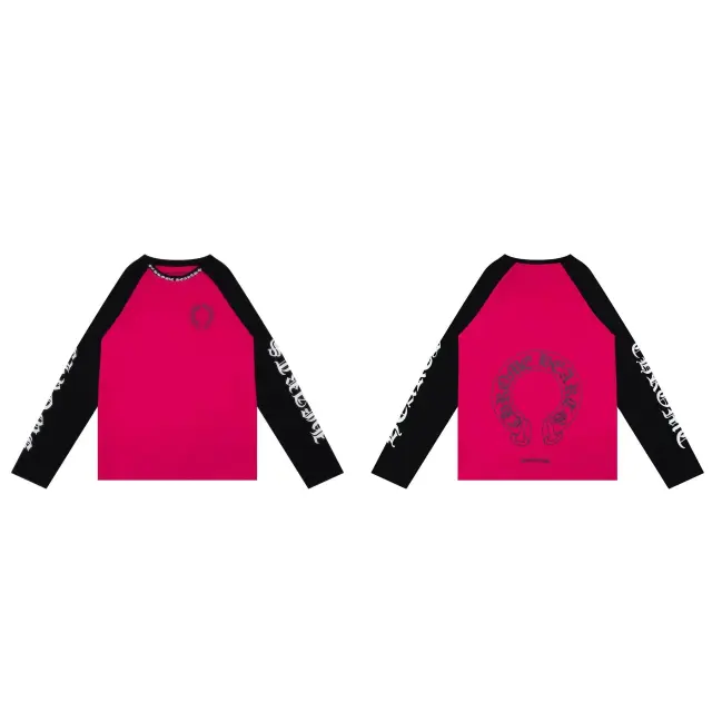 Chrome Hearts Horseshoe Raglan Long-Sleeve T-Shirt Pink/Black