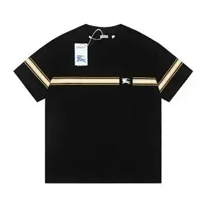 Burberry Striped Chest Equestrian Knight T-Shirt Black