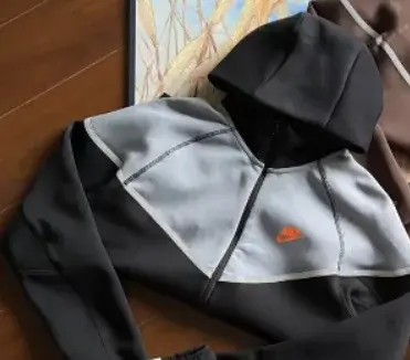 Nike Sportswear Tech Fleece Full-Zip Hoodie Black Grey Orange