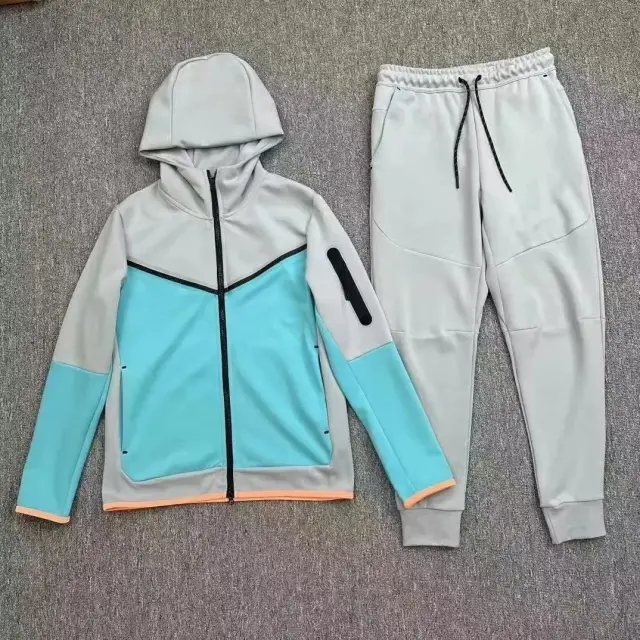 Nike Sportswear Tech Fleece Tracksuit 'Light Grey / Turquoise'