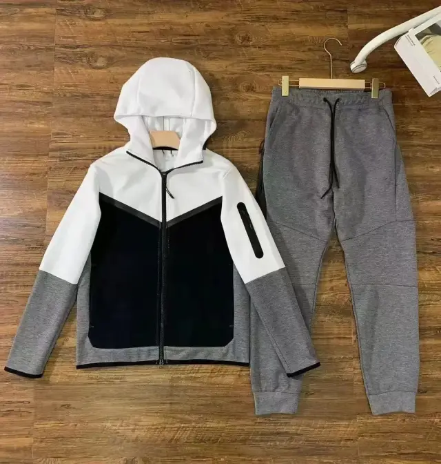Nike Sportswear Tech Fleece Tracksuit White Black Grey