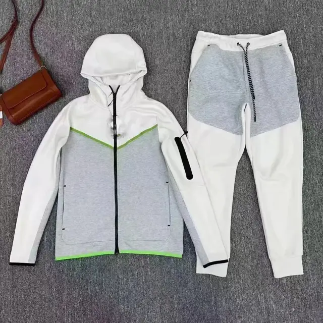 Nike Sportswear Tech Fleece Tracksuit White / Grey / Neon Green