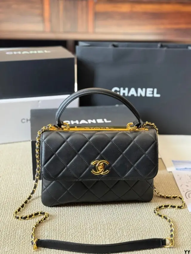 Chanel Trendy CC Top Handle Flap Bag Black