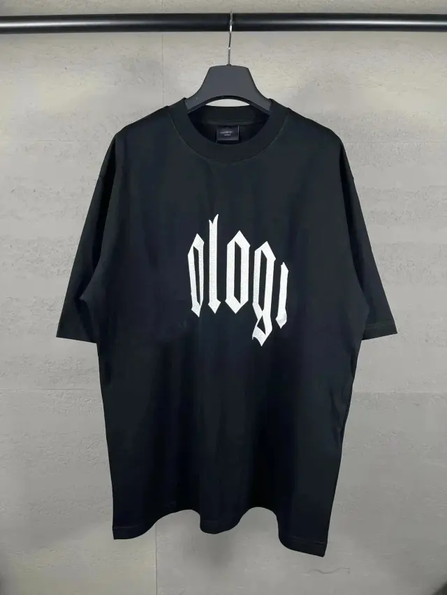 Balenciaga Gothic Text T-Shirt Black