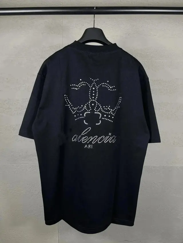 Balenciaga Crown Rhinestone T-Shirt 'Black'