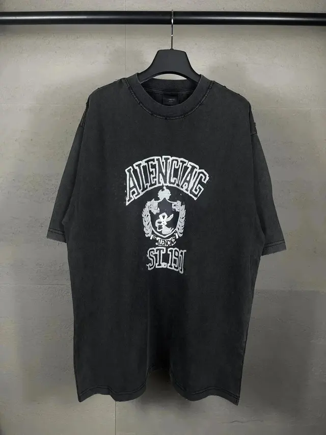 Balenciaga College Crest T-Shirt 'Washed Black'