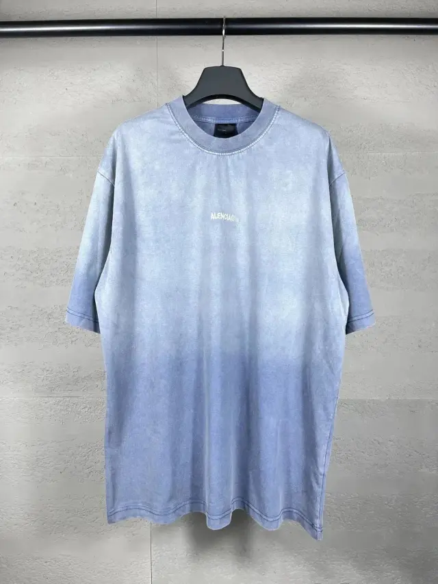 Balenciaga Embroidered Logo T-Shirt 'Washed Blue'