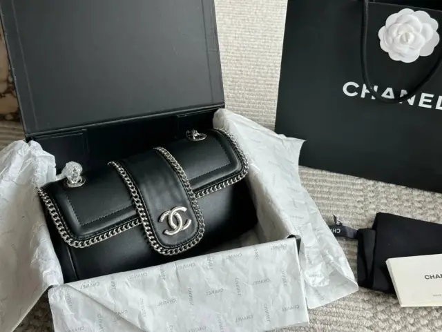 Chanel Chain Trim Flap Bag Black