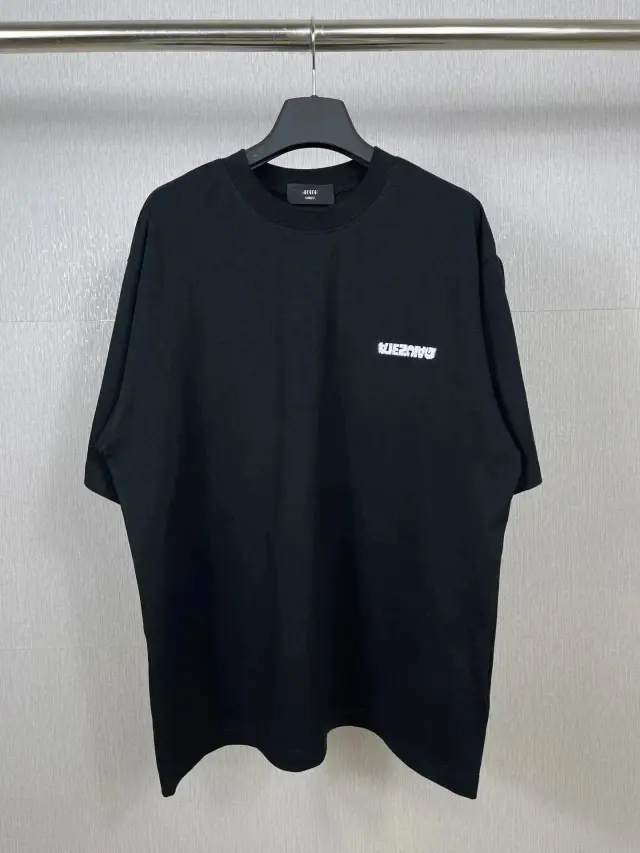 Balenciaga Reverse Logo Embroidered T-Shirt Washed Black