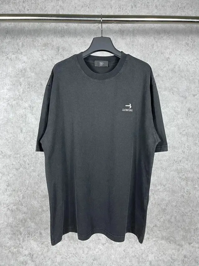 Balenciaga Embroidered Logo T-Shirt Washed Black