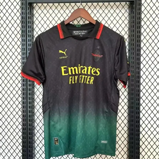 Puma AC Milan Off-White Football Jersey Black Green