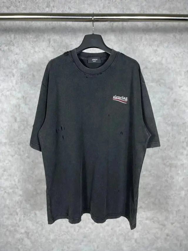 Balenciaga Political Campaign Distressed T-Shirt Washed Black