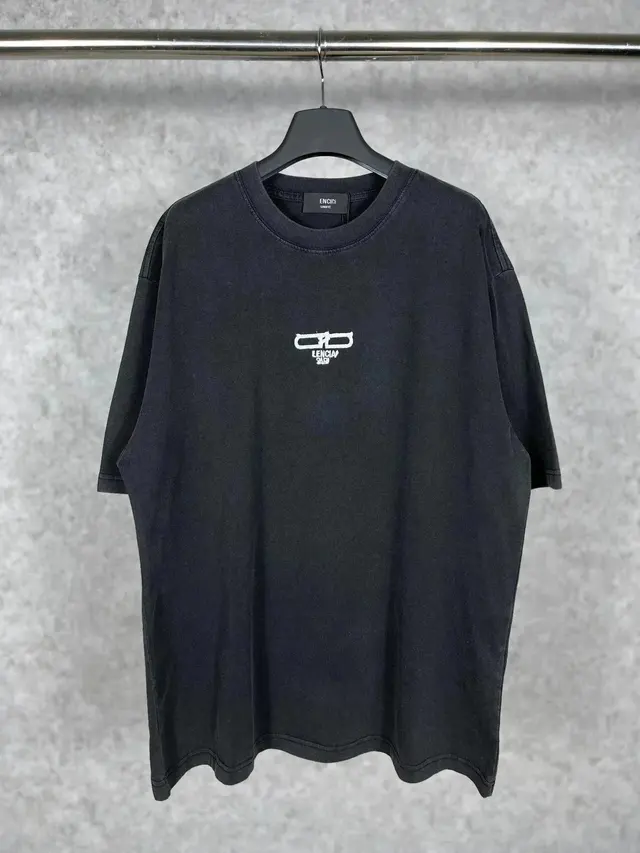 Balenciaga Embroidered Logo T-Shirt Washed Black