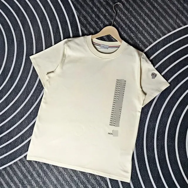Moncler Vertical Logo Print T-Shirt Cream