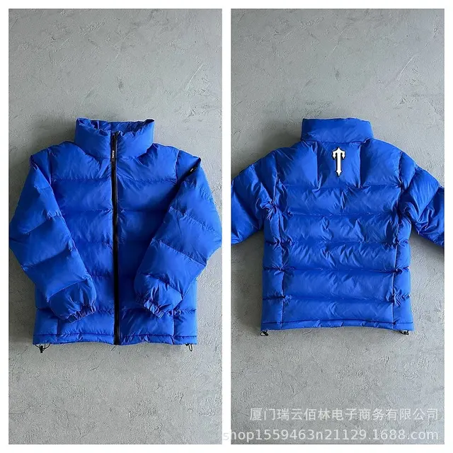 Blue stand collar jacket