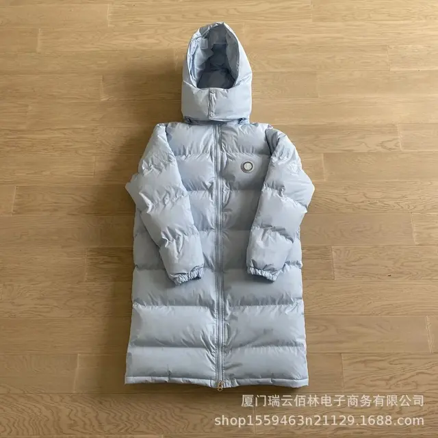 Baby Blue Long Edition Removable Hat Embroidered Jacket