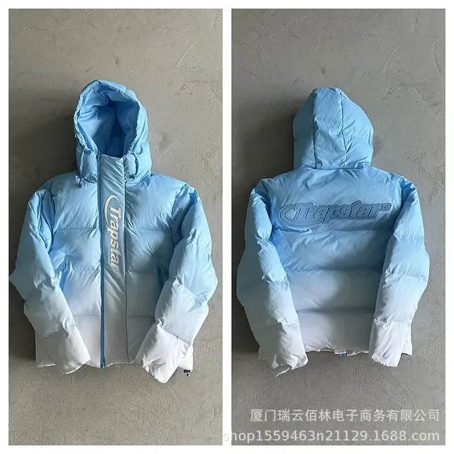 Blue Gradient Hooded Adhesive Jacket