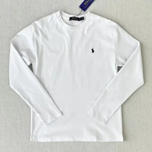 Long-sleeve small-embroidered shirt [white]-black label