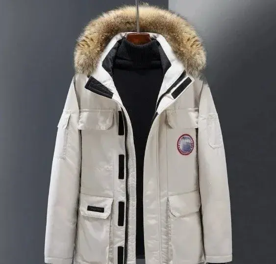 White down jacket with a bag