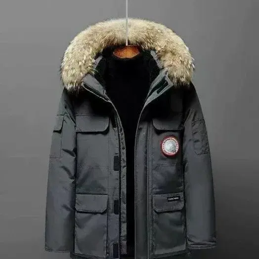 Gray down jacket strap