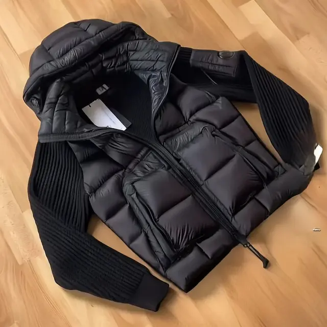 Knitted black down jacket