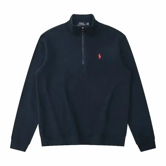 Royal blue with a red label