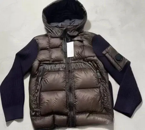 Knitted brown down jacket