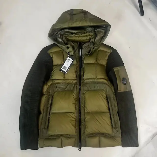 Knitted green down jacket