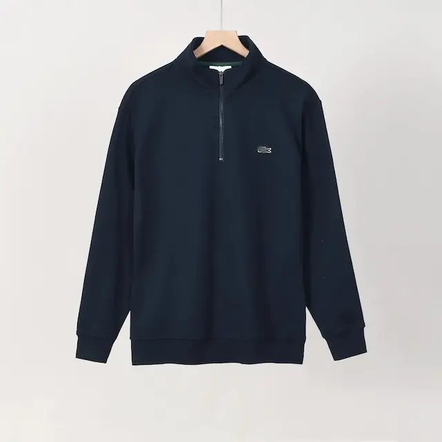 Half Zipper Navy Blue Fish Mark