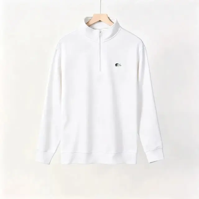 Half Zip White Small Fish Label